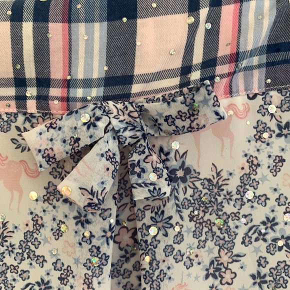 LITTLE LASS High/Low Top, Plaid w/Crystals and Rhinestones, Size: 12 mo. - Picture 9 of 12